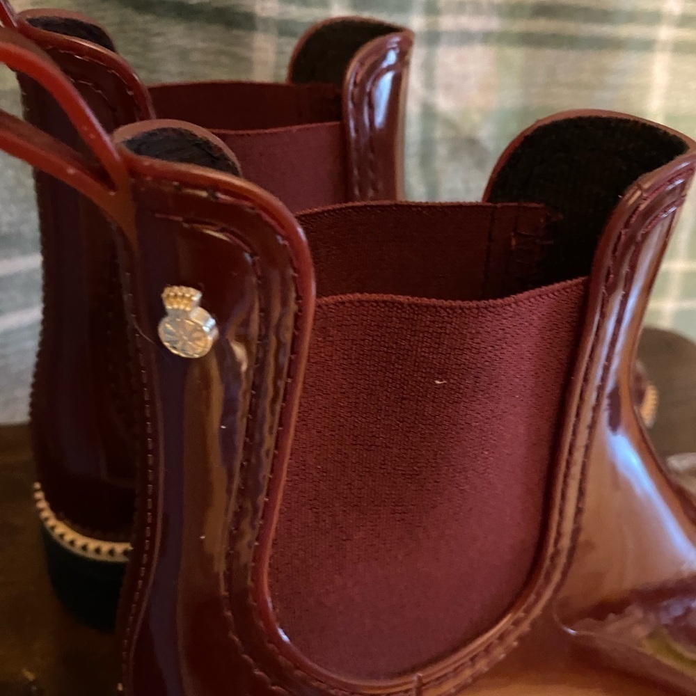 Lemon Jelly rich burgundy Chelsea rain boots like new 39 - Picture 2 of 8
